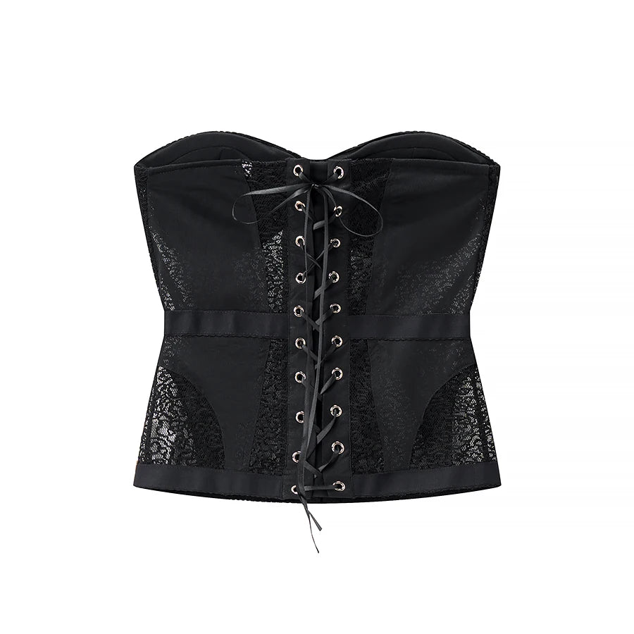 Women's Slim Fit Bandage Vest Top European Style Polyester Fabric Fishbone Strapless Outerwear Short Length Single Button