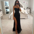 2024 Fashion Women Elegant Strap Sleeveless Sequined Slim Sexy Split Evening Party Long Dress Party Fashion Camisole Dress - CRAVO ROSE