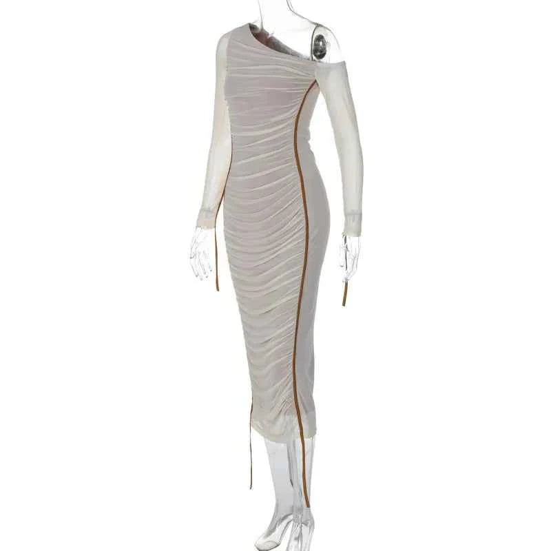 European American Temperament Elegant Aesthetics Slim Hip Long Sleeve Ribbon Dress Summer Fashion INS Casual Women Evening Dress