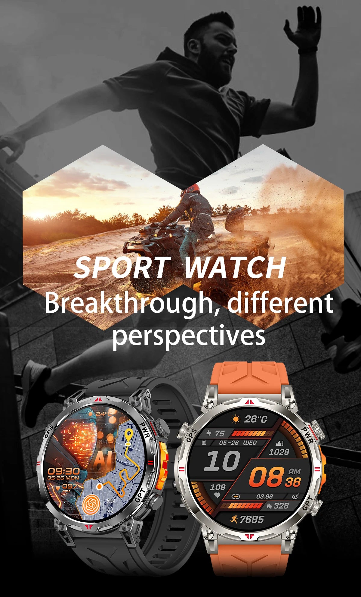 2025New Military T-Rex3 Ultra GPS SmartWatch Built in GPS Compass Altimeter Barometer 5ATM Waterproof 650mAh Sports Bracelet Men