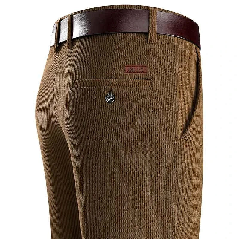 Mens Business Casual Pants Corduroy Suit Pants Autunn Formal Dress Pants Brown Navy Khaki 29-42