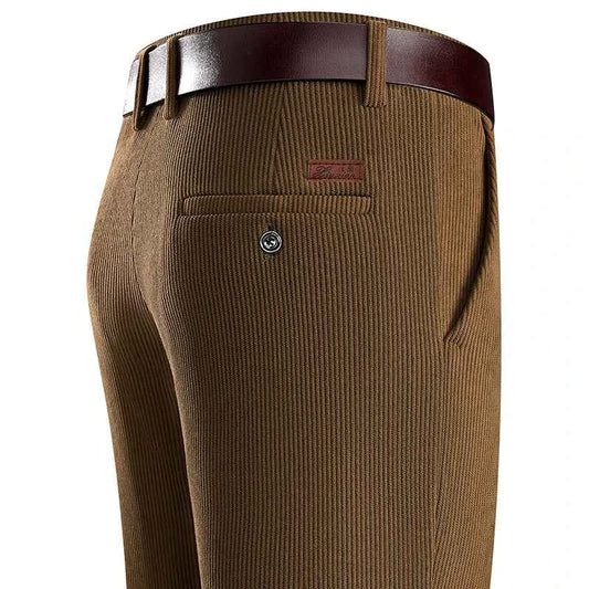 Mens Business Casual Pants Corduroy Suit Pants Autunn Formal Dress Pants Brown Navy Khaki 29-42