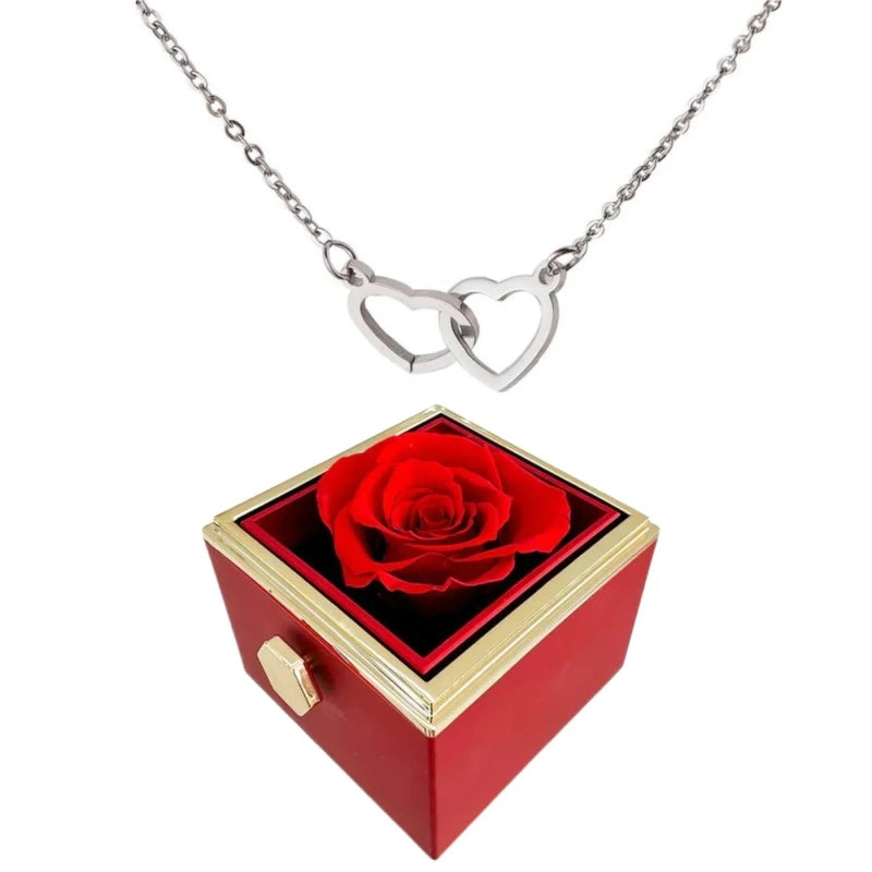 Eternally Preserved Rotating Rose Box-Engraved Heart Necklace Accept Drop Shipping with Free Shipping - CRAVO ROSE