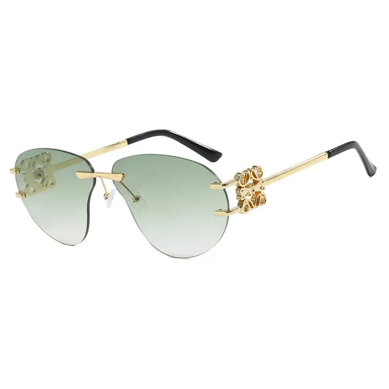 Special-shaped Oversized Rimless Sunglasses Women Brand Designer Shades Eyewear Pilot Sun Glasses Female UV400 Oculos De Sol