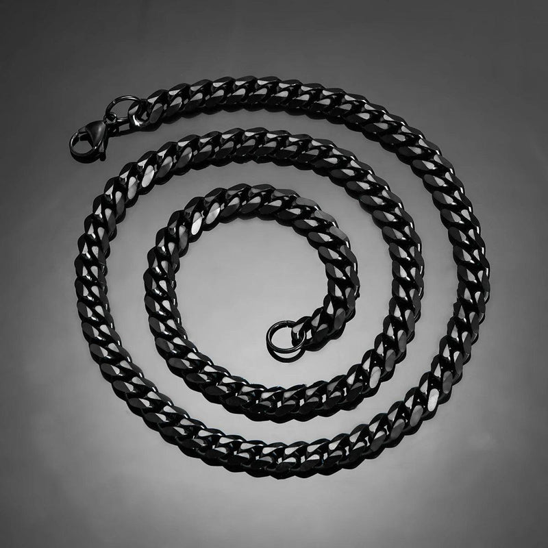 3.6mm/5mm/6mm/7mm/8mm Black Color Stainless Steel Cuban Link Chains Classic Men Boy Curb Chunky Necklace 14 to 30 Inches - CRAVO ROSE