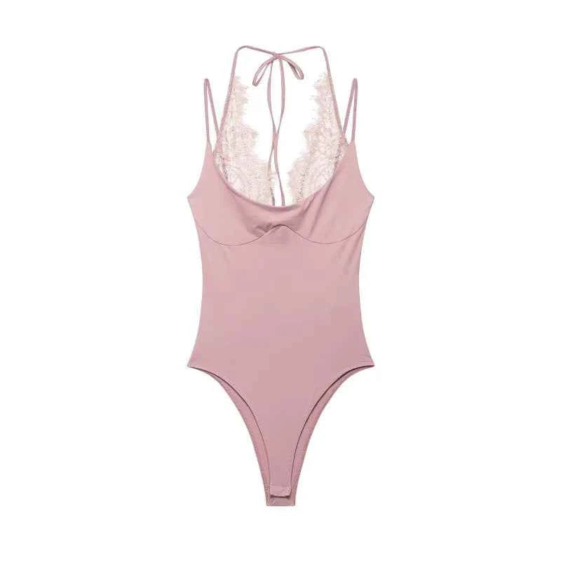 Fashionable Lace Neckline Shortalls Women's Summer New Style Splicing Design Casual Polyester Fiber H-Shape Vest Inner Wear