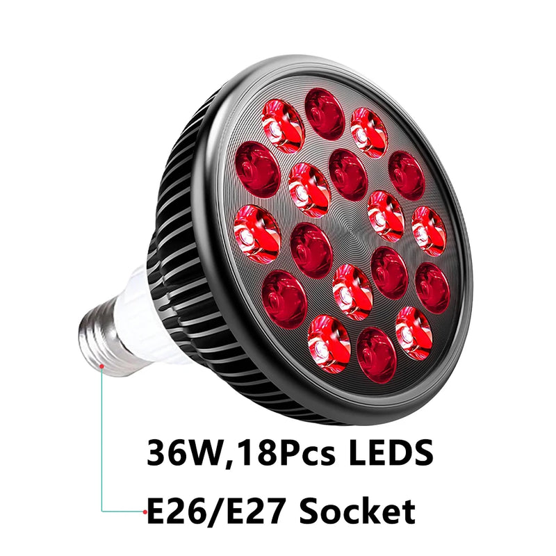 Lâmpada de terapia de luz vermelha para rosto 54W 660nm e 850nm Dispositivo de terapia de luz infravermelha para alívio de dores musculares e articulares Ferramentas para a saúde da pele