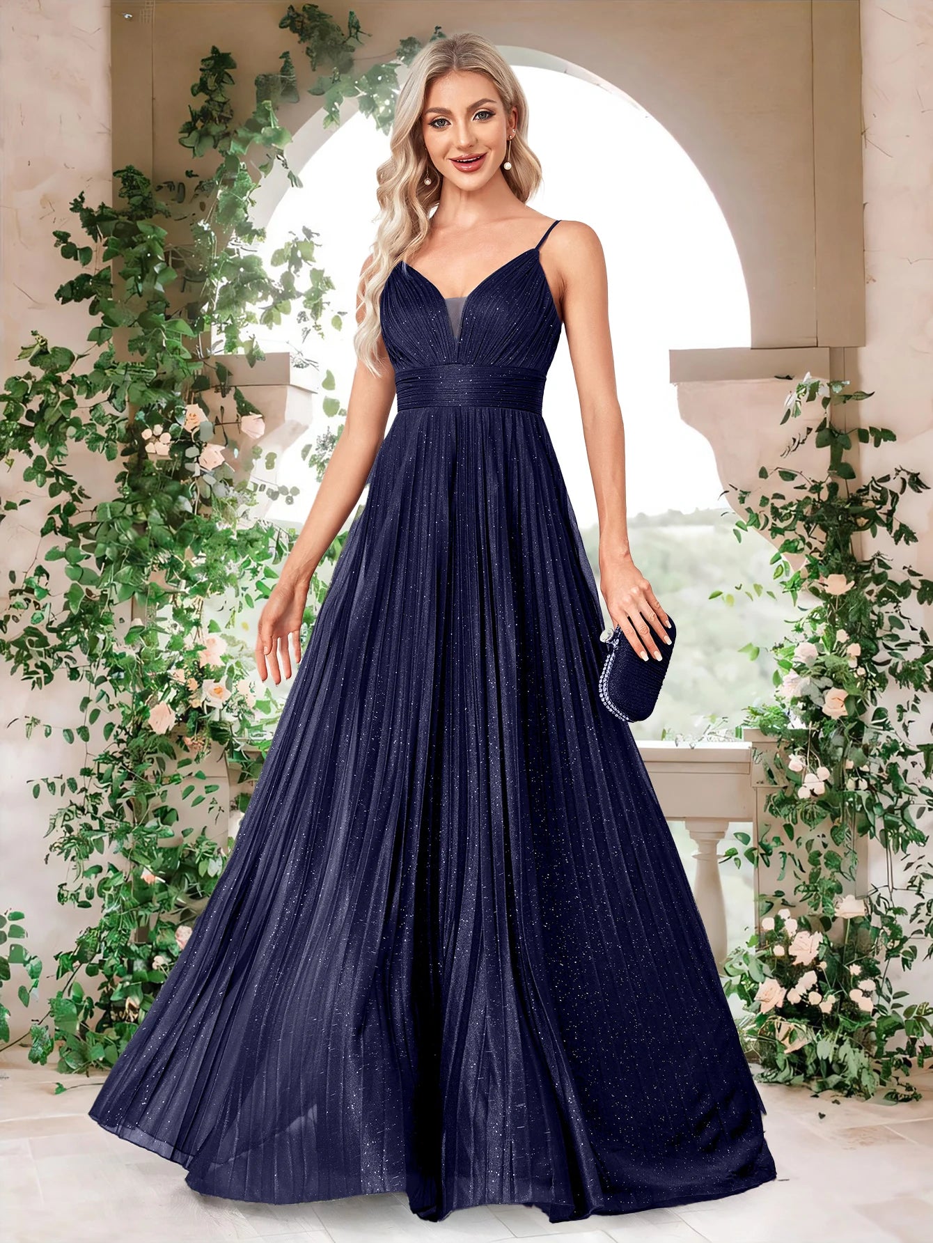 Elegant A-line Evening Dresses Luxury Floor Lenght Backless Formal Deep V-neck Women Caicktail Wedding Party Gowns