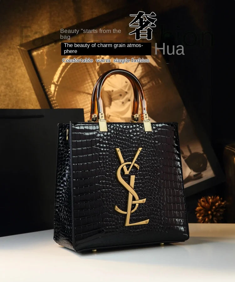 Genuine Leather Women Handbags Alligator Pattern Large Capacity Tote Bag Fashion Mother Bag 2025 New All-match Portable Bags
