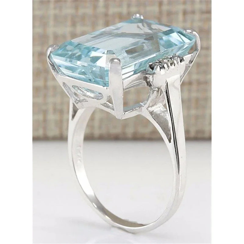 Real 925 Sliver Blue Topaz Ring for Women Sapphire Bizuteria Silver 925 Jewelry Jewelry Gemstone Turquoise Gemstone Rings Girls