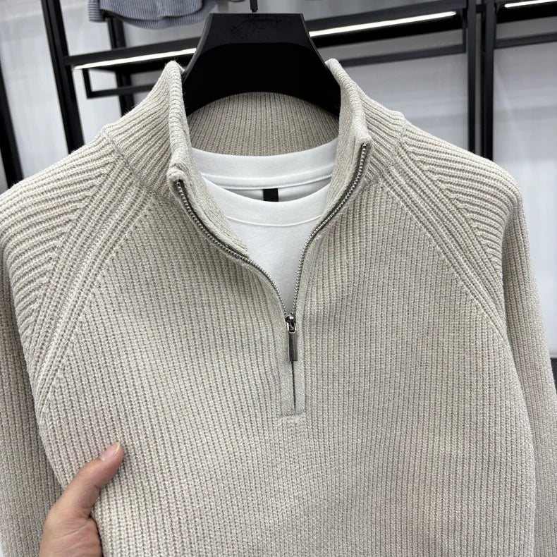 Men's Sweater Half Zipper Winter Thick Korean Edition Casual Loose Stand Up Collar Undercover
