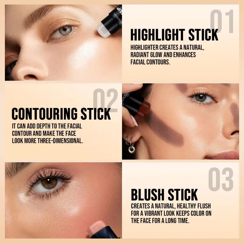 1 peça para cobrir olheiras e marcas de acne, corretivo em bastão, sombra corporal, sombra para o nariz, contorno em bastão para criar uma maquiagem impecável