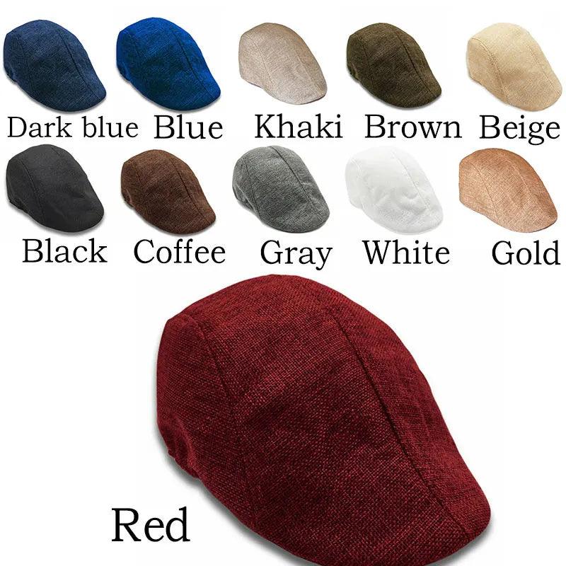 Men Berets Cap British Style 2024 New Autumn Summer Linen Hats Fashion Flat Caps Classic Vintage Gatsby Cabbie Cap Chapeau Homme - CRAVO ROSE