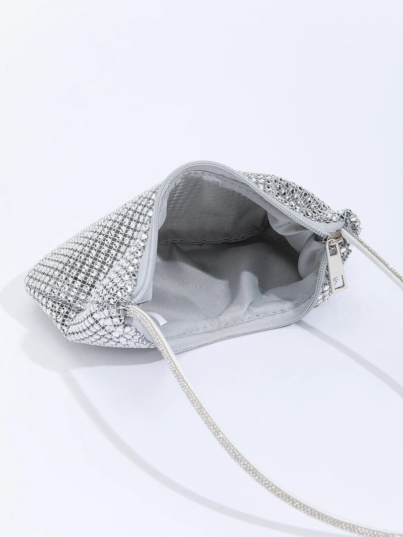 Fashion，gorgeous，Shiny rhinestone portable zippered solid evening bag suitable for weddings, parties, and gatherings - CRAVO ROSE