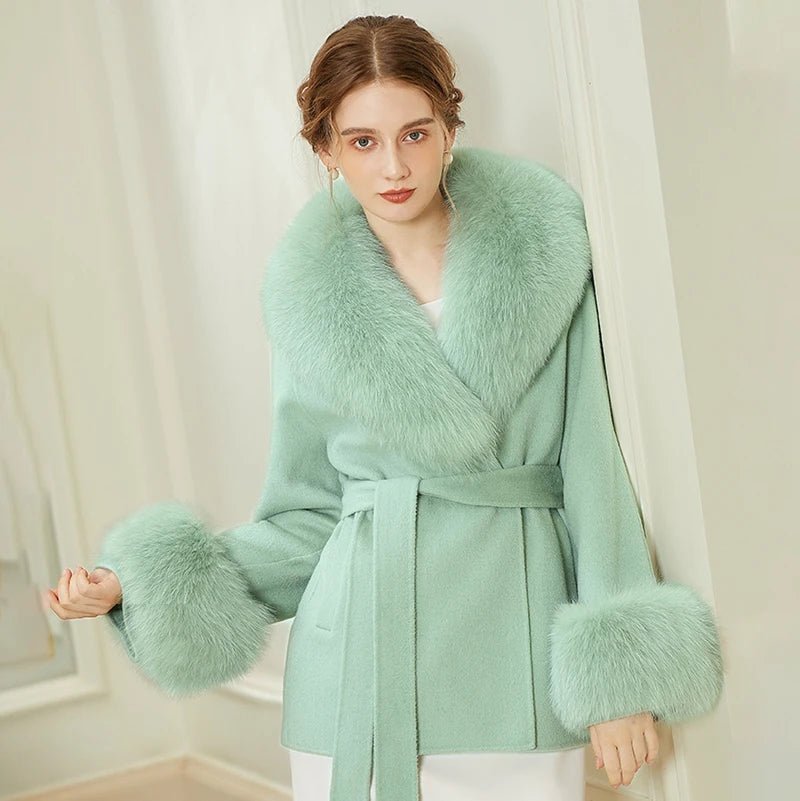 Luxury 2025 Real Fox Fur Collar And Cuffs Set for Women Winter Neck Warmer Fashion Scarf ShawlS Wrap Combo Large Size Furry Fur