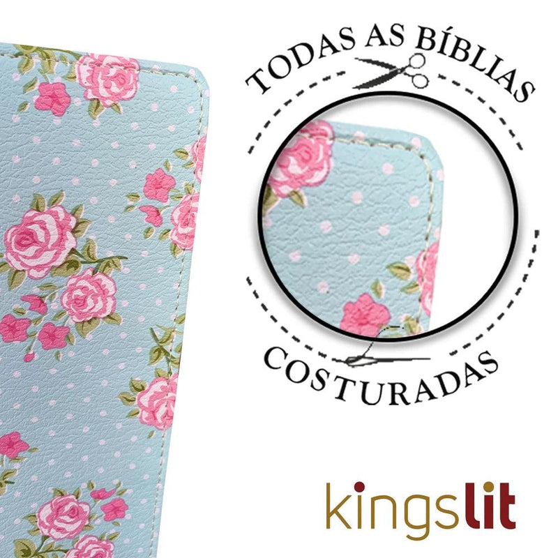 Biblia Sagrada Letra Gigante Luxo Popular - Floral Verde-Com Harpa-Mulher-RC - CRAVO ROSE