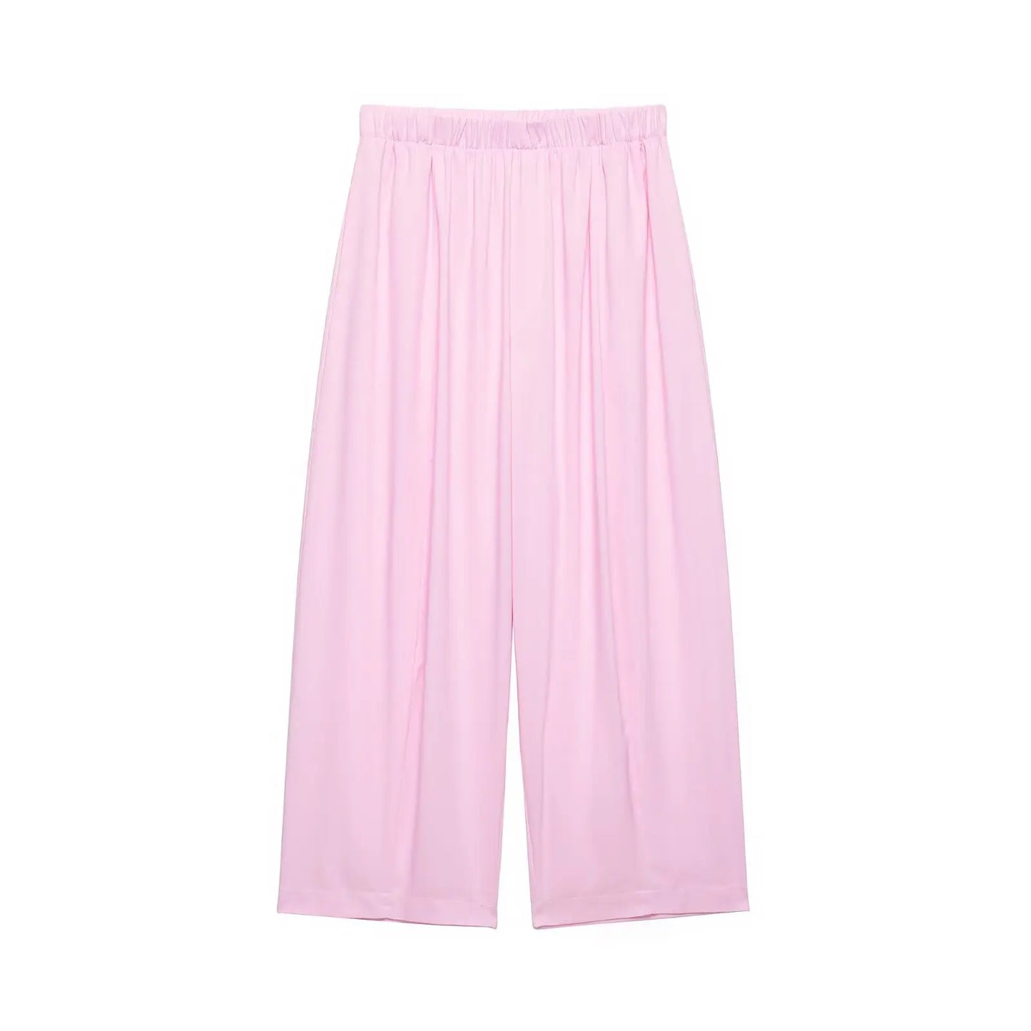 Women's Mid Waist Pants Set Spring 2 Piece Set Lapel Collar Shirt Pocket Elastic Waist Barrel Trousers Two Piece Female Outfits