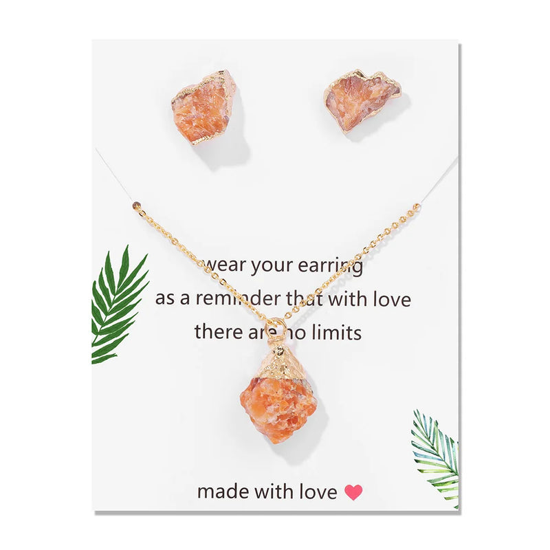 Healing Natural Stone Necklaces With Interchangeable Mineral Quartzs Pendant Necklaces For Women Balance Protection Card Jewelry
