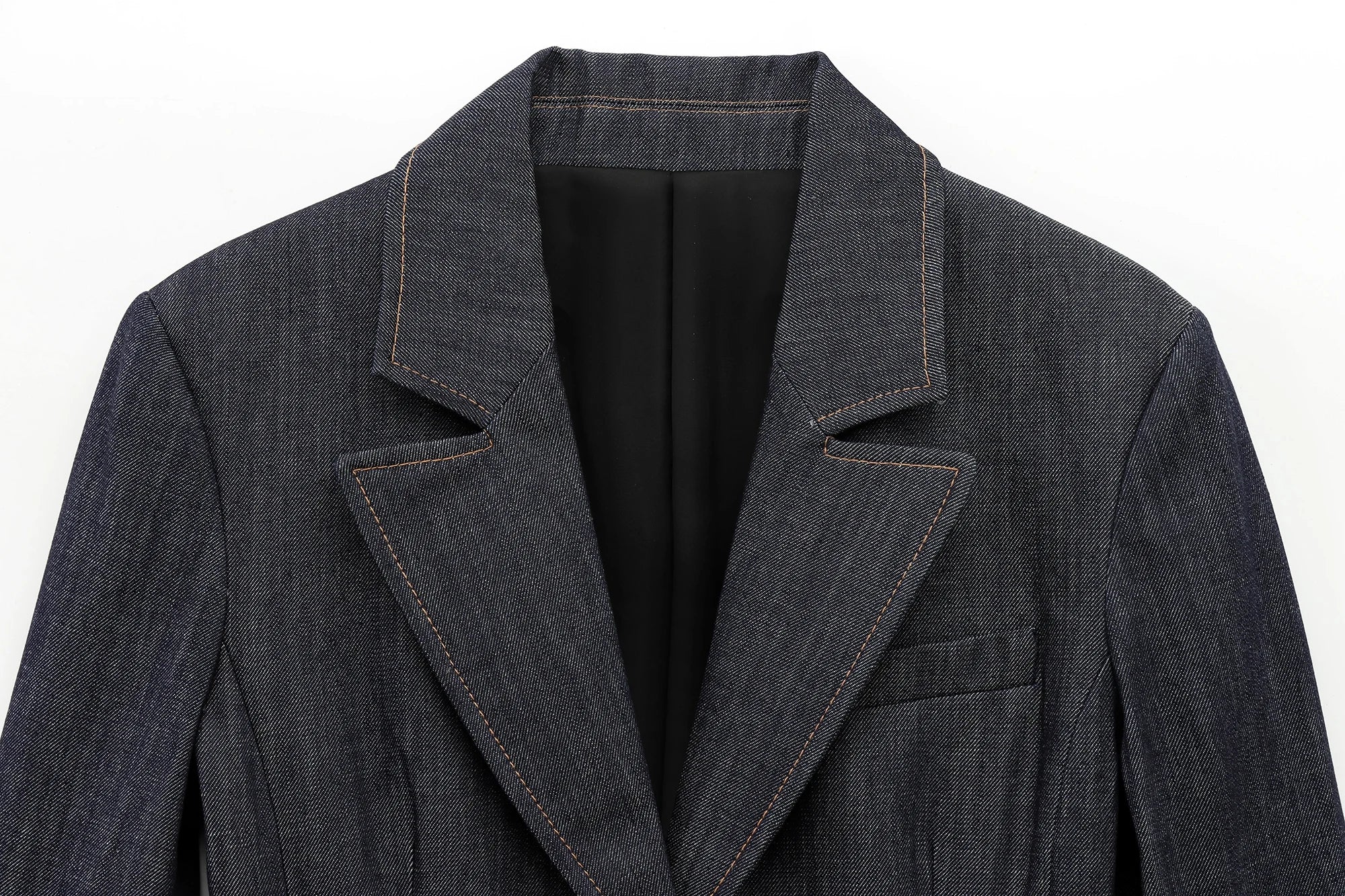 TRAFZA 2025 Conjunto de Blazer e Calça Jeans , Casaco Slim com Gola Redonda + Corpete com Decote em V + Jeans Feminino Vintage de Perna Larga