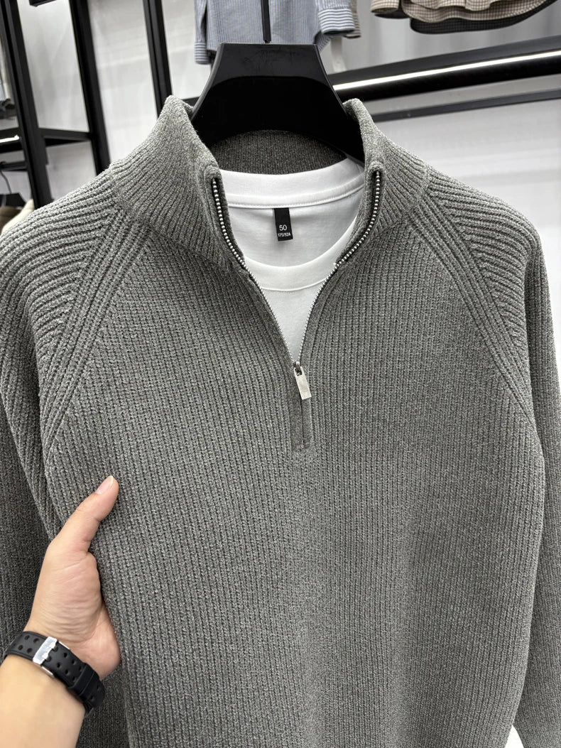 Men's Sweater Half Zipper Winter Thick Korean Edition Casual Loose Stand Up Collar Undercover