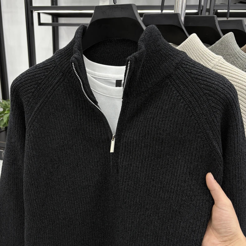 Men's Sweater Half Zipper Winter Thick Korean Edition Casual Loose Stand Up Collar Undercover