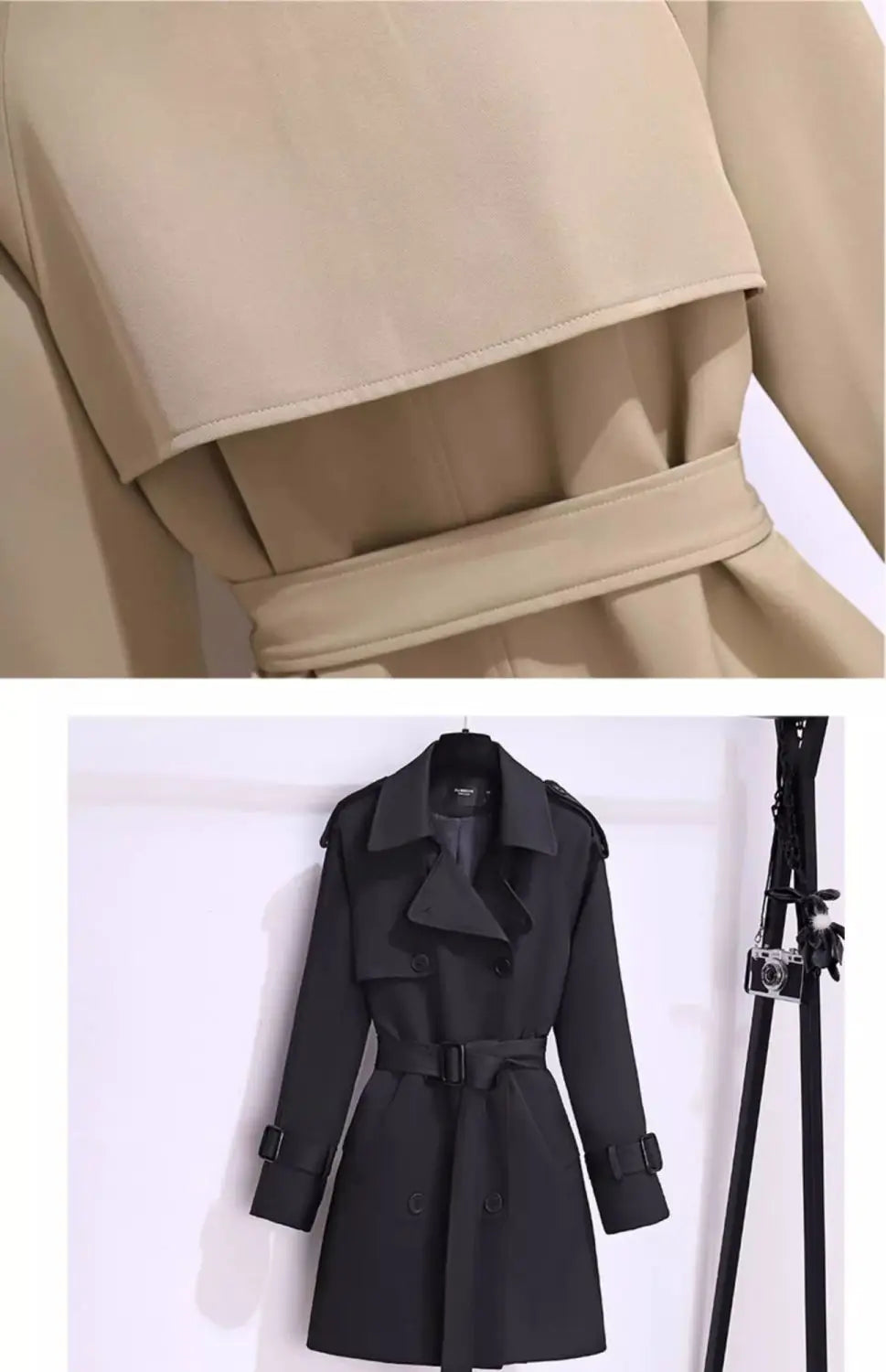 Women's Windbreaker 2026 Spring Autumn New Slim Double-breasted Temperament Coat With belt Femle mid length Casual Trench coat