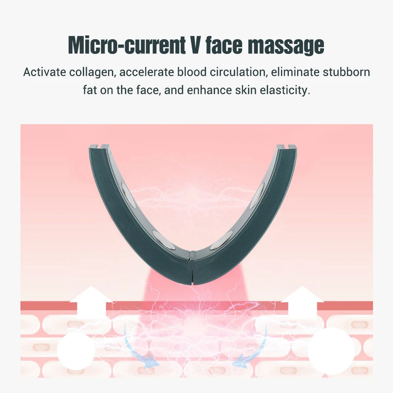Massageador facial EMS V-Line Lift Up Belt Vermelho Azul Luz Facial Vibratório Massageador Dispositivo de Lifting Facial Reduz Queixo Duplo