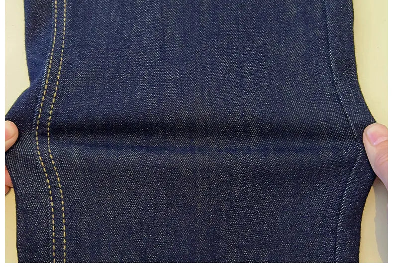 High-End Women's Straight Leg Jeans Loose Fit Spring Season Roll up Capri High Waist Denim Blue Flip  Thermal Regulation
