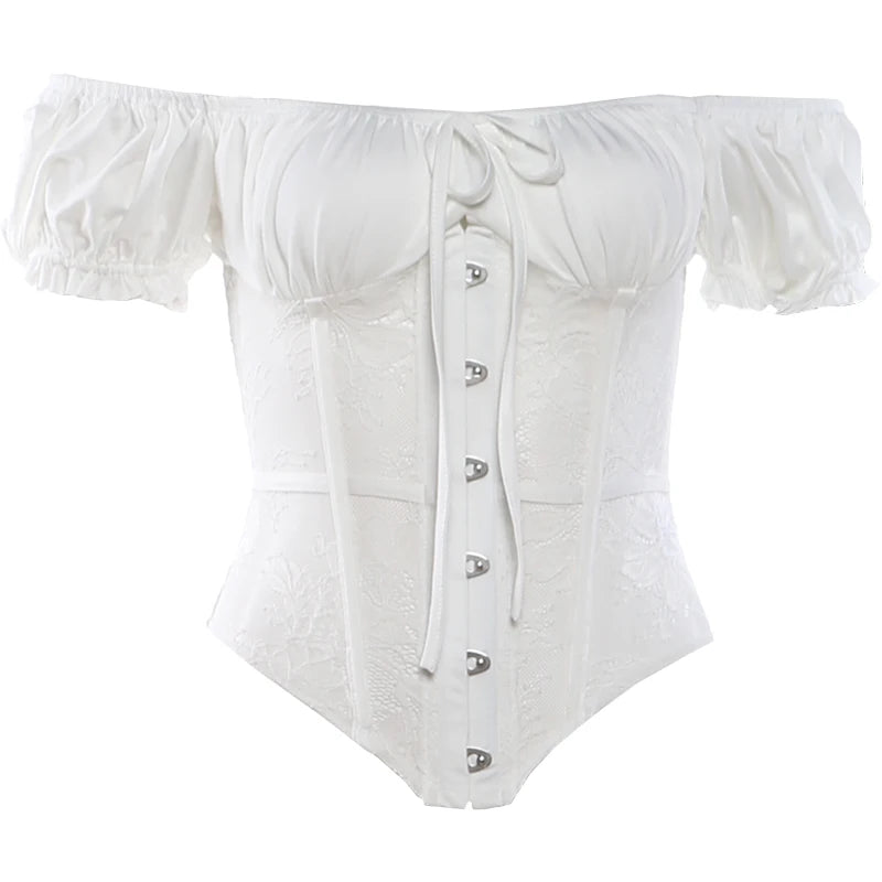 Weird Puss Sexy Elegant 2 Piece Set Women Slash Neck Single-Breasted Top+Ruched Ribbon Patchwork Skirt Chic Birthday Party Suits