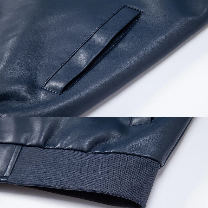 LIBIELIY TRAF Stylish Men's Leather Outerwear Slim Fit Durable Zipper High - Quality Leather Perfect For Elevating Your Look Com