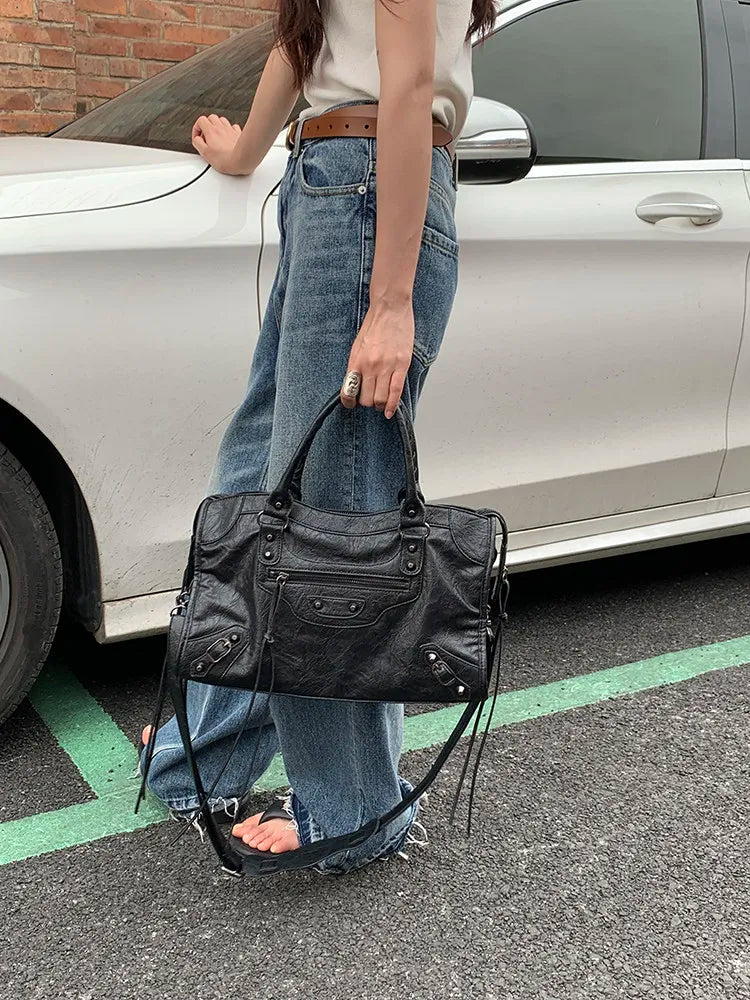 City Motorcycle Shoulder Bag Tote Bag for Women Luxury Designer 2026 Autumn and Winter handbag crossbody Large Capacity
