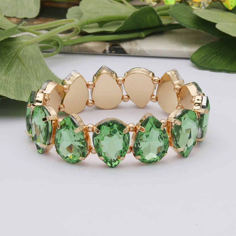 Bohemian Colorful Glass Bracelets For Woman European American Exaggeration Spring Rhinestone Bangle Madera Rhinestone Pulseira