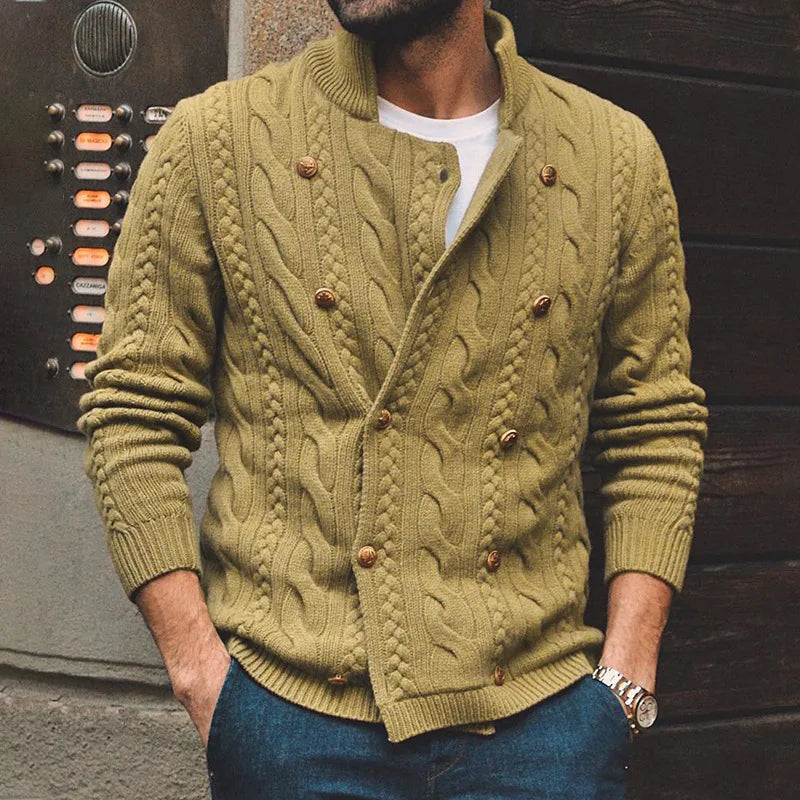 New 2026 Autumn Winter Knitted Cardigan Men Double Breasted Sweater Coat Male Streetwear Winter Warm Turtleneck Men Clothing