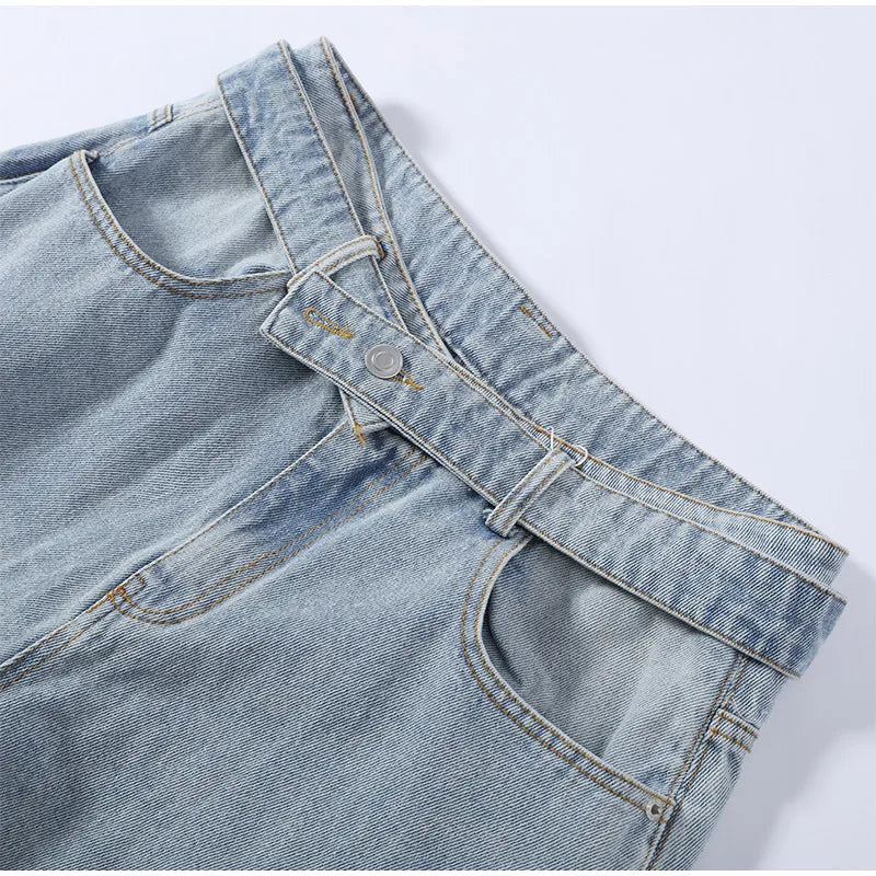 Y2k Hot Fix Rhinestone Cutout Women's Jeans Summer Street Low-rise Wide Leg Loose Denim Pants Lady New Fashion Party Trousers