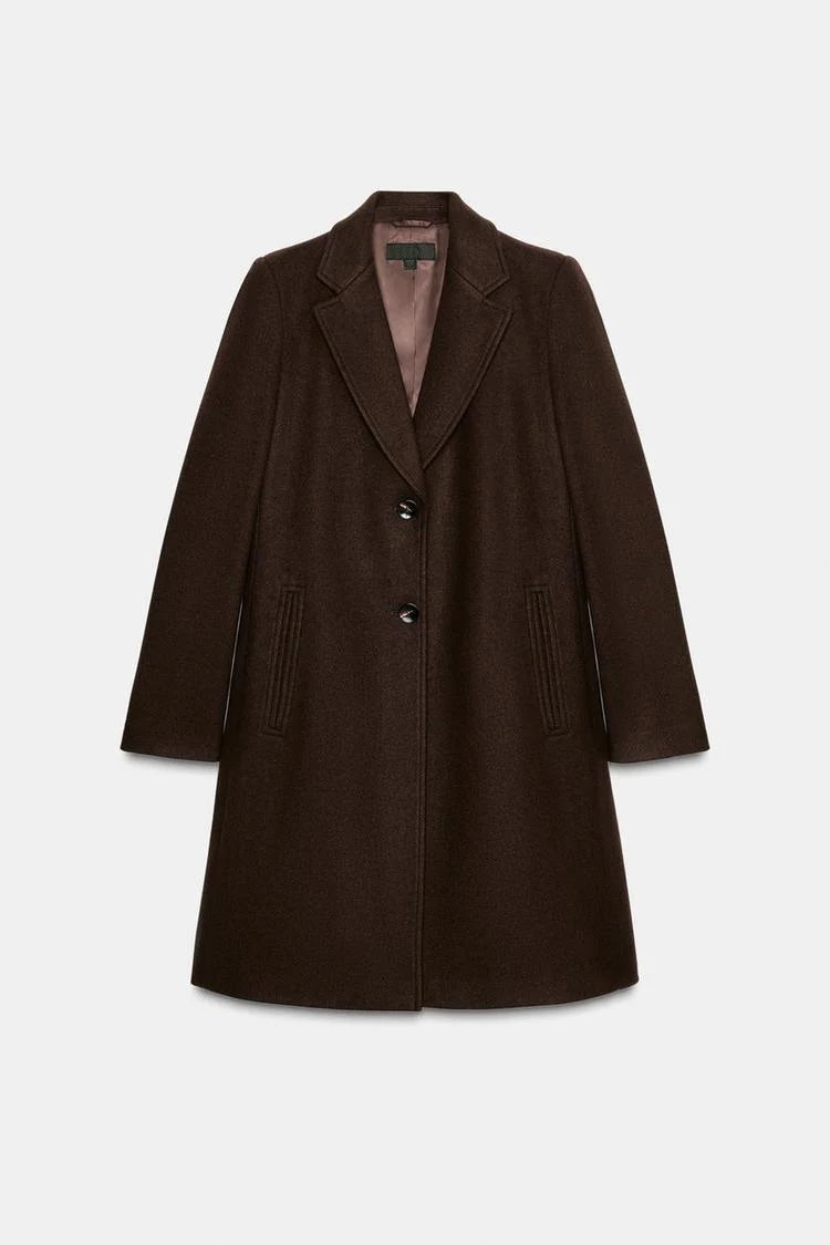 Winter New Women's Casual Long Sleeve Notch Collar Soft Shoulder Padded Coat Outerwear Polyester Fiber Straight Tube Type