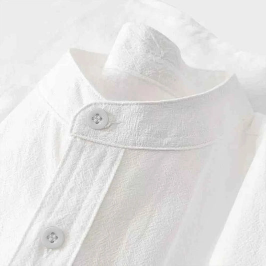 Men's Cotton Linen T-shirt Summer Hot Sale Henley Neck Casual Breathable Lightweight Solid Color Pocket Button Tops