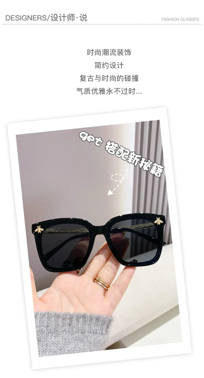 2024 New Small Square Sunglasses Women Men Luxury Brand Bee Sun Glasses Ladies Special Eyewear UV400 Girls Oculos De Sol Gafas
