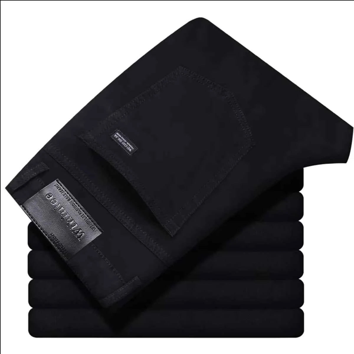 2026 New Business Men's Jeans Casual Straight Stretch Fashion Classic Blue Black Work Denim Pant Trousers Male  Clothing
