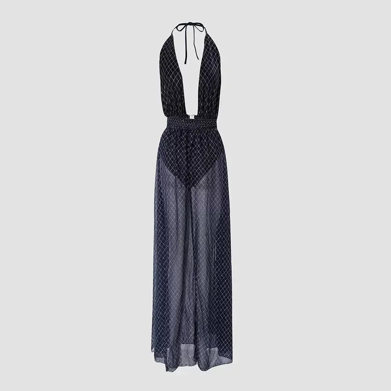 Women's Party Dress 2024 Spring Summer Latest Casual Chic Sexy Diamond Pattern Sliveless Maxi Skinny Evening Vacation Long Skirt