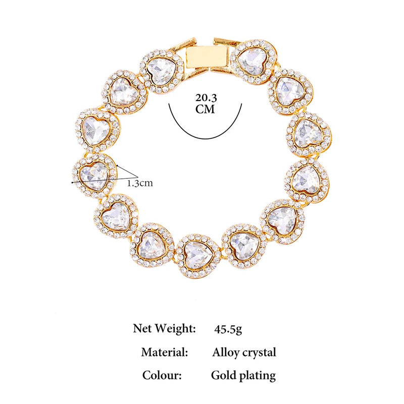 Fashion Bling Paved Rhinestone Prong Cuban Chain Bracelet for Women Men Hip Hop Iced Out Chunky Link Chain Bracelets New Jewelry