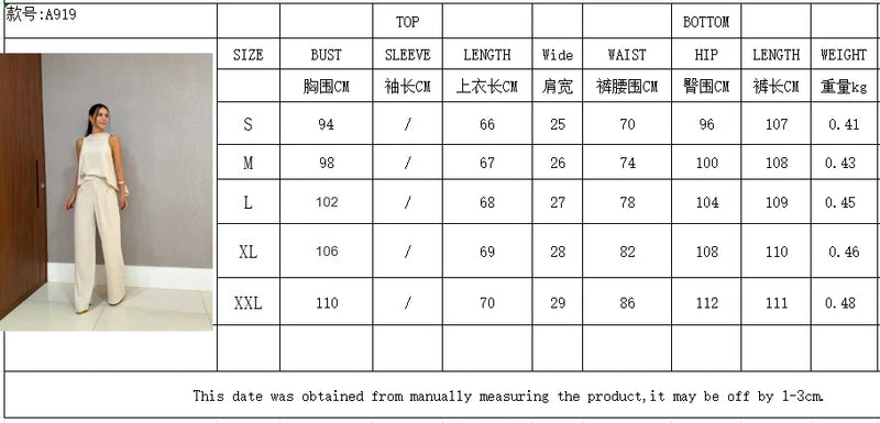 Summer Casual 2 Piece Sets Women Outfit  2025 Fashion Sleevess Loose T-shirts Tops And Wide Leg Tracksuits New In Pant Sets