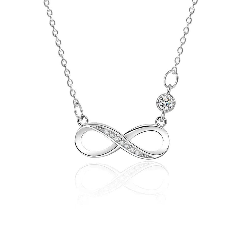 Fashion Female Necklace Sterling Silver color Infinite Love 8-word Pendant Necklace for Women Micro Single Zircon Clavicle Chain - CRAVO ROSE