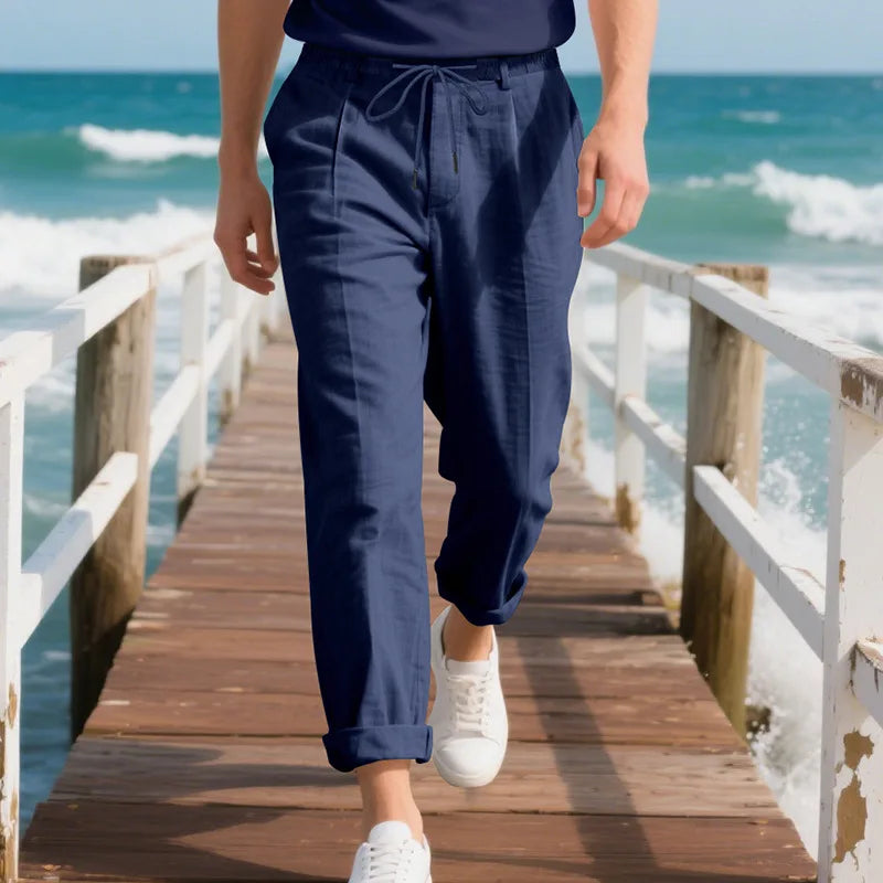 Men's Loose Casual Loose Straight Linen Naples Gurg Breathable Pants Men Clothing Trousers Traf Homme Pantalones Sweatpants