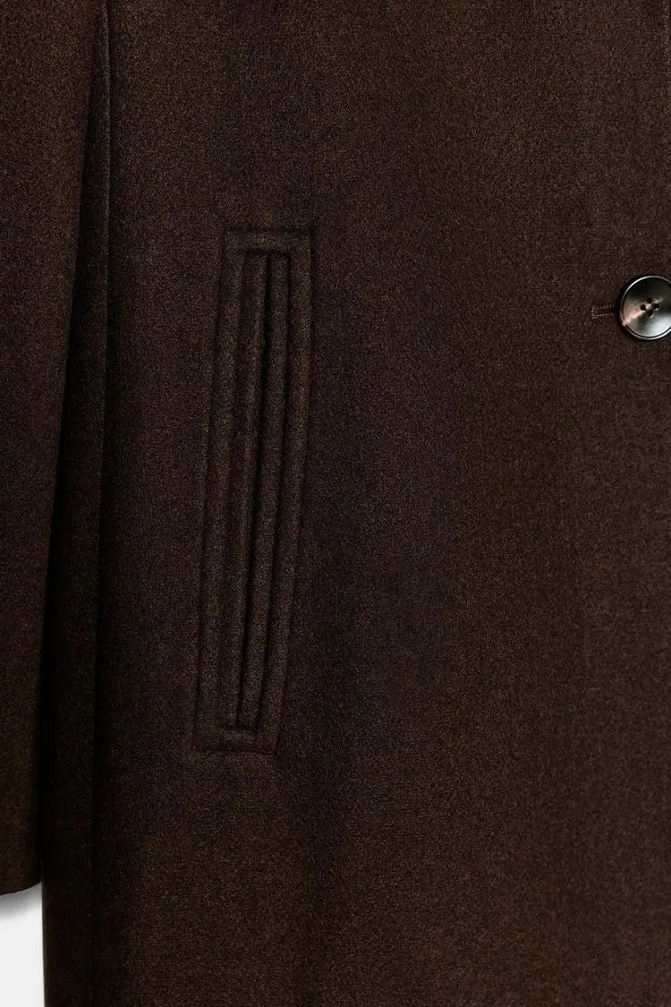 Winter New Women's Casual Long Sleeve Notch Collar Soft Shoulder Padded Coat Outerwear Polyester Fiber Straight Tube Type