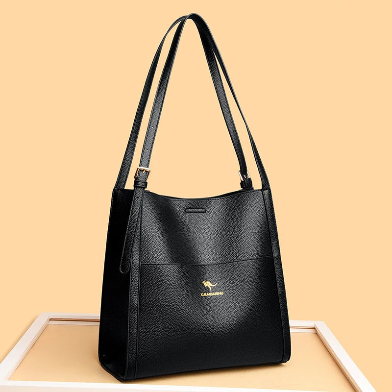 Bolsa de ombro feminina de couro de luxo, bolsa tiracolo fashion com axilas, bolsa carteiro para compras, bolsa grande de capacidade