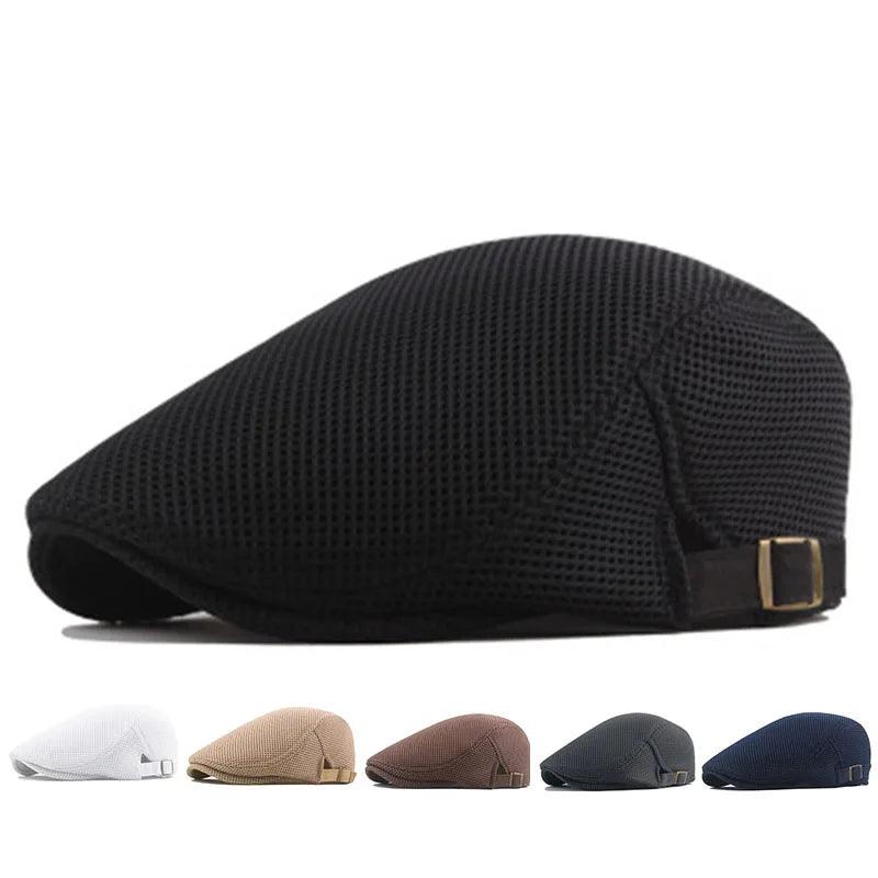 Men Mesh Newsboy Caps British Painters Hats Spring and Summer Ventilate Berets Adjustable Flat Cap Hip Hop Berets