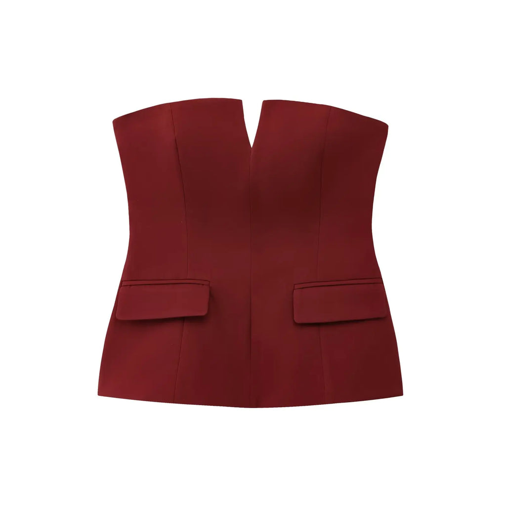 TFMLN Primavera Verão Feminino Sem Alças Crop 2025 Tops Básicos Sem Mangas Escritório Senhora Tops Tendência Rua Clássico Sólido Tops Tubo