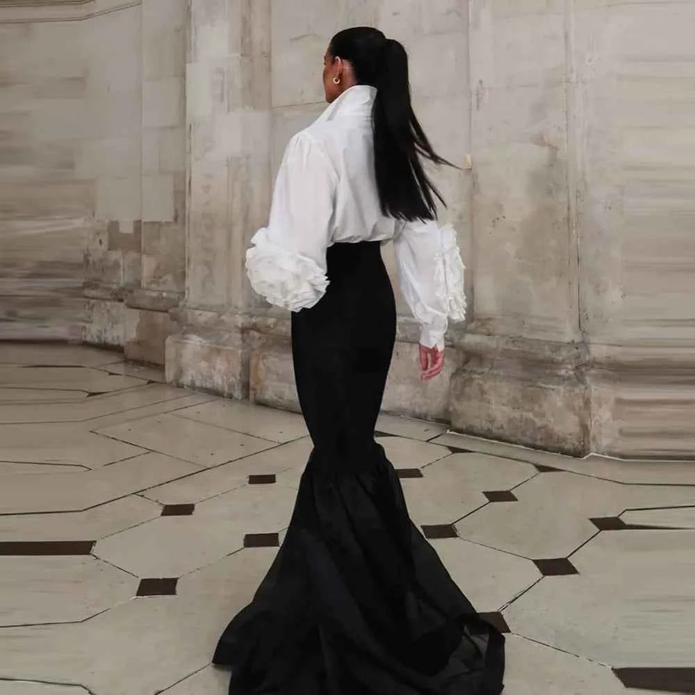 Black Satin Mermaid Skirt  See Through Bottom Long Evening Party Skirt Custom Made  Office Lady Maxi Long Skirts For Birthday