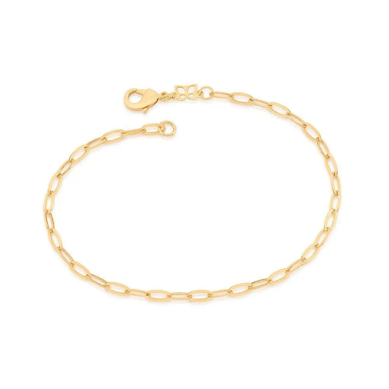 PULSEIRA FORMADA POR ELO CADEATE OVAL FIO BATIDO 0,80 MM.MED 22 CM