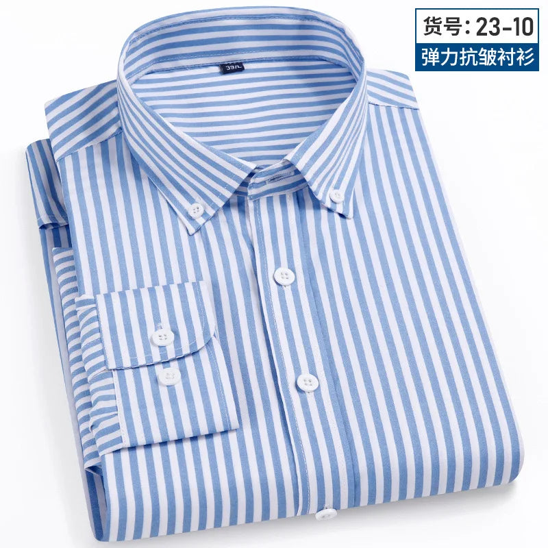 Camisa Social Masculina Listrada Manga Longa – Estilo Business Casual Elegante
